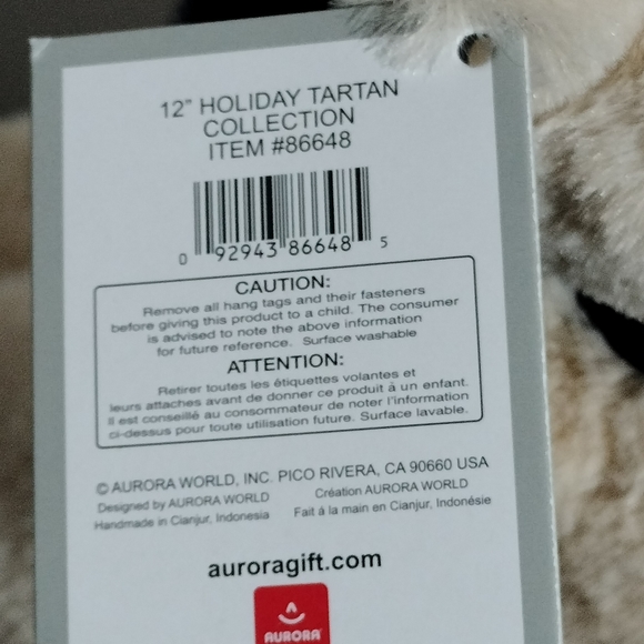 Aurora World Holiday Tartan Collection Nick the Bear 12" Stuffed Animal Plush - Picture 7 of 8